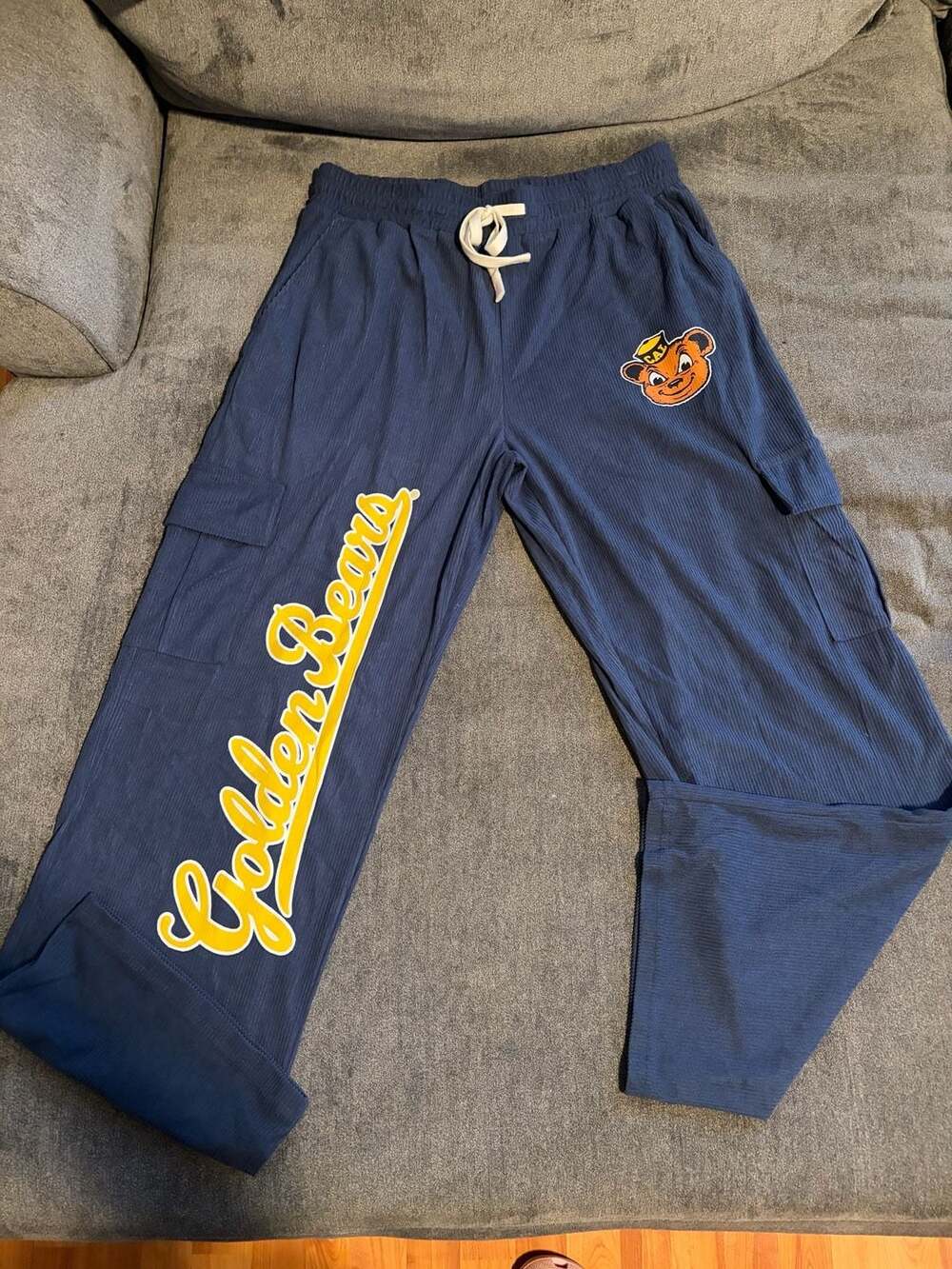 California Golden Bears Cargo Pants Size XL Blue Corduroy Graphic
